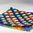 Square, 3 color Braid transparent platter by Bob Heath