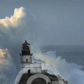 Tillamook lighthouse storm waves
